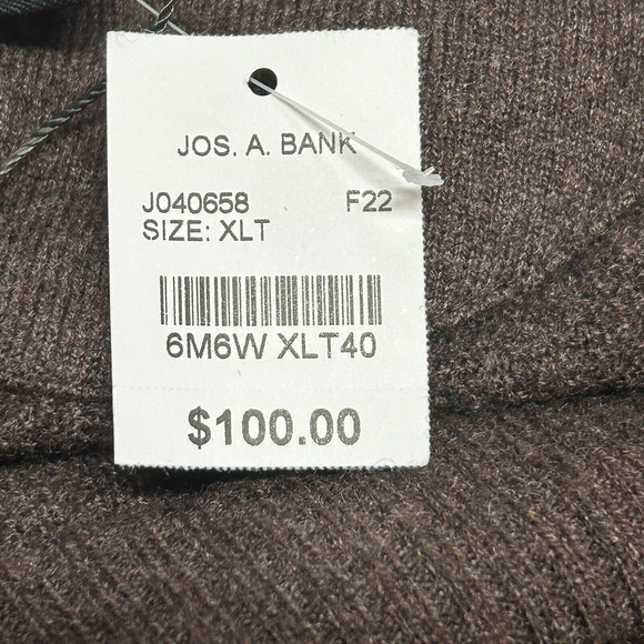 Jos. A. Bank Reserve Sweater Mens XLT Brown Tailored Elbow Patch Wool Blend NWT - Picture 8 of 10